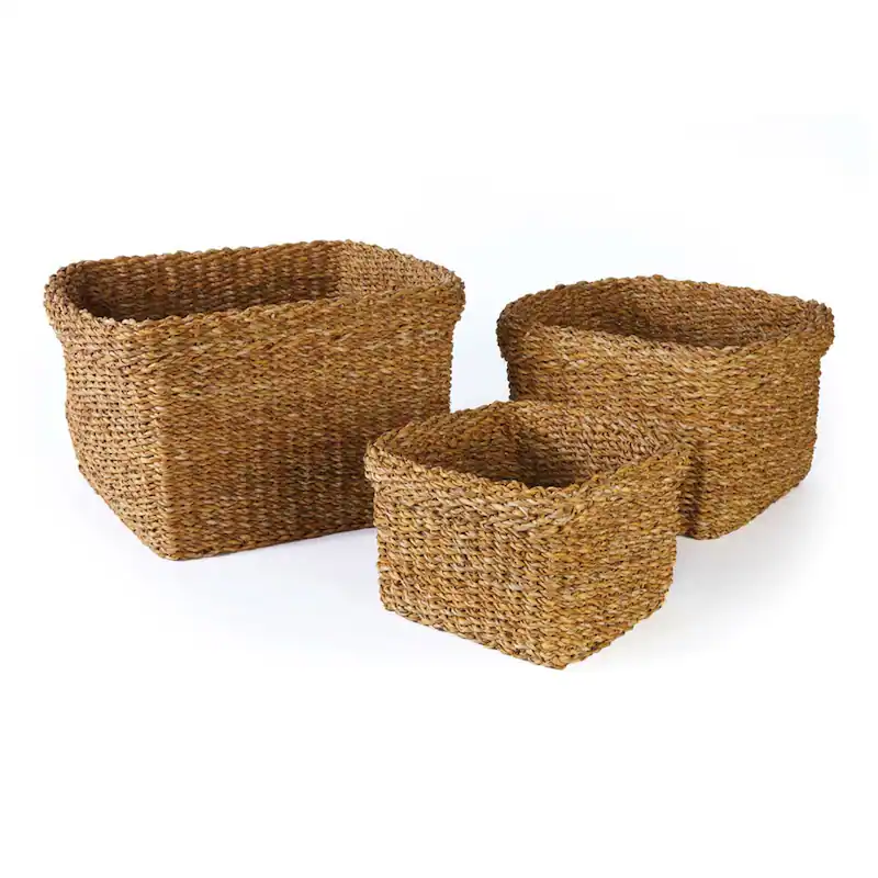 Seagrass Storage Basket set of 3 [111-104]  Square Top Folding basket