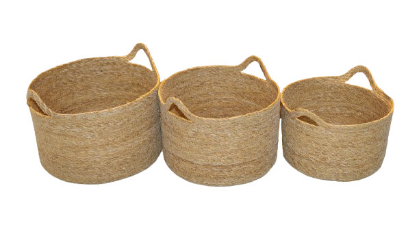 Seagrass Storage Basket set of 3 [111-222-v3] Ushape handle basket