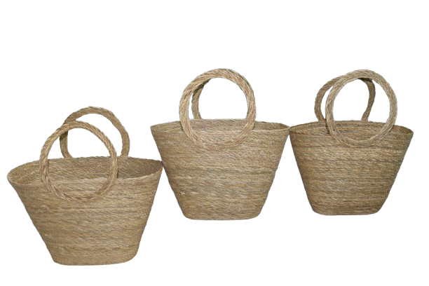 Seagrass Bag With Round Handle set of 3