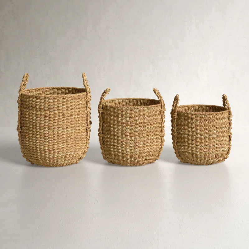 Seagrass Storage Basket set of 3 [111-222-103] Ushape handle basket