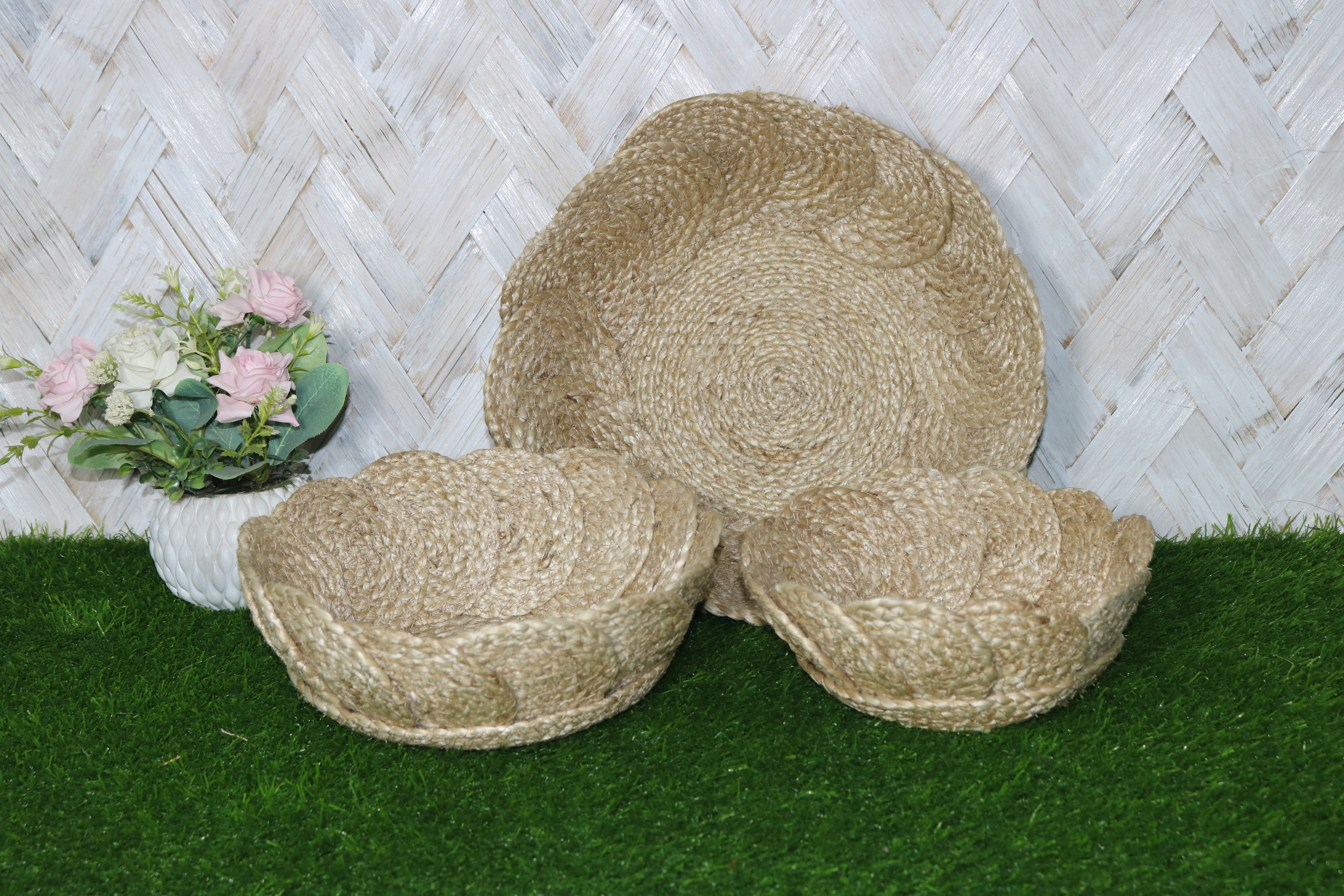 Jute Scalloped Basket set of 3 pcs [111-000-11]