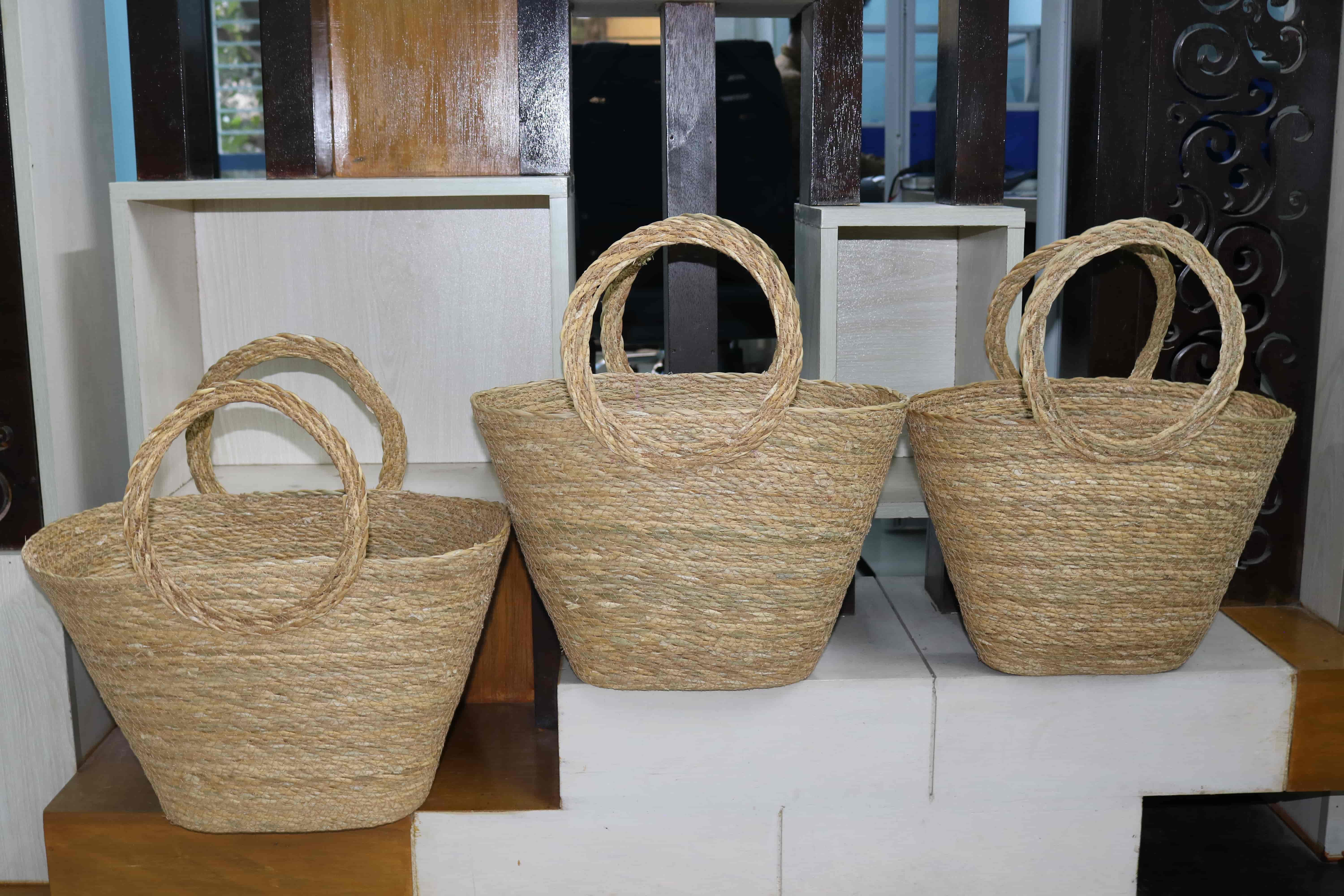 Seagrass Bag With Round Handle set of 3