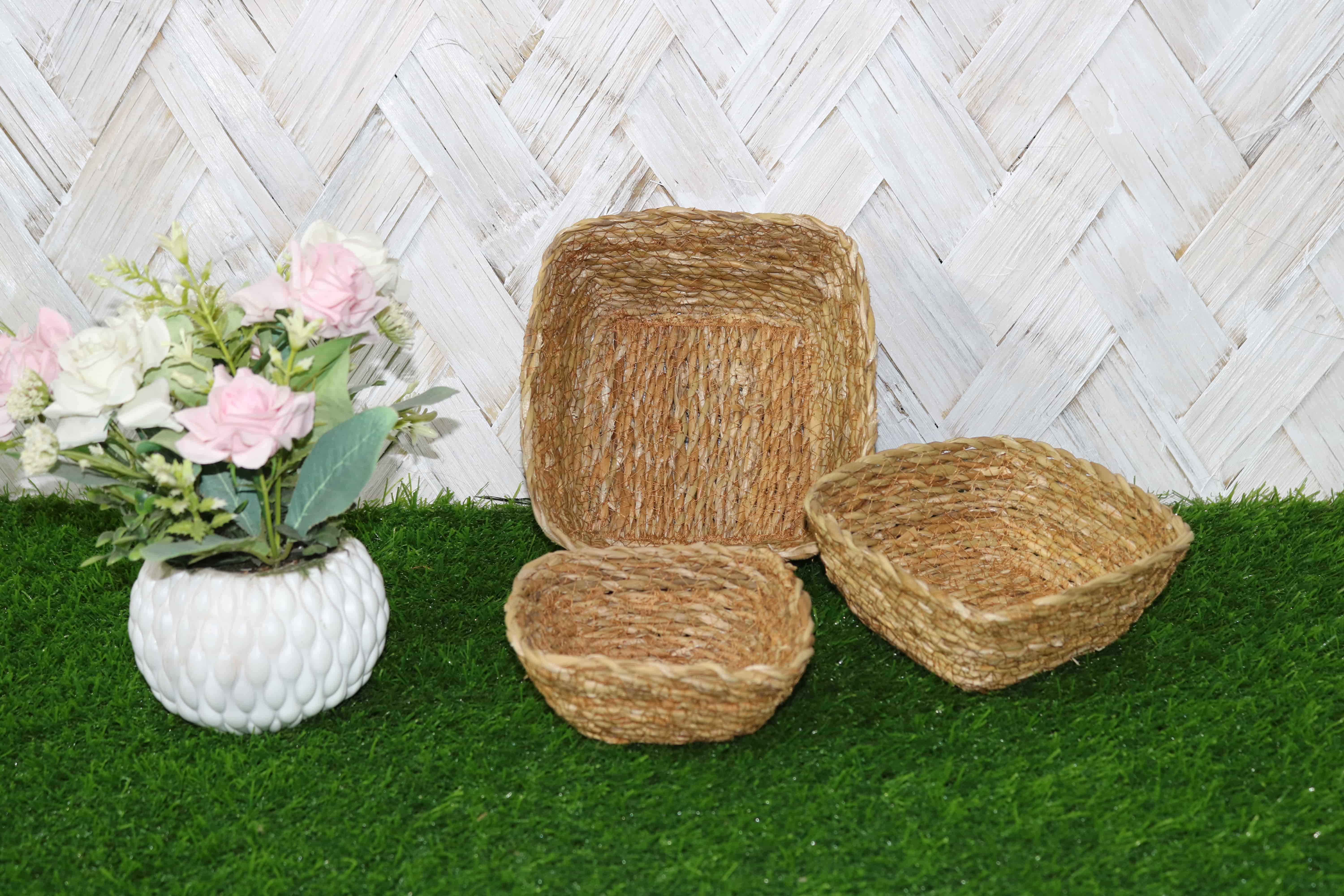 Seagrass Small Square pot Set of 3