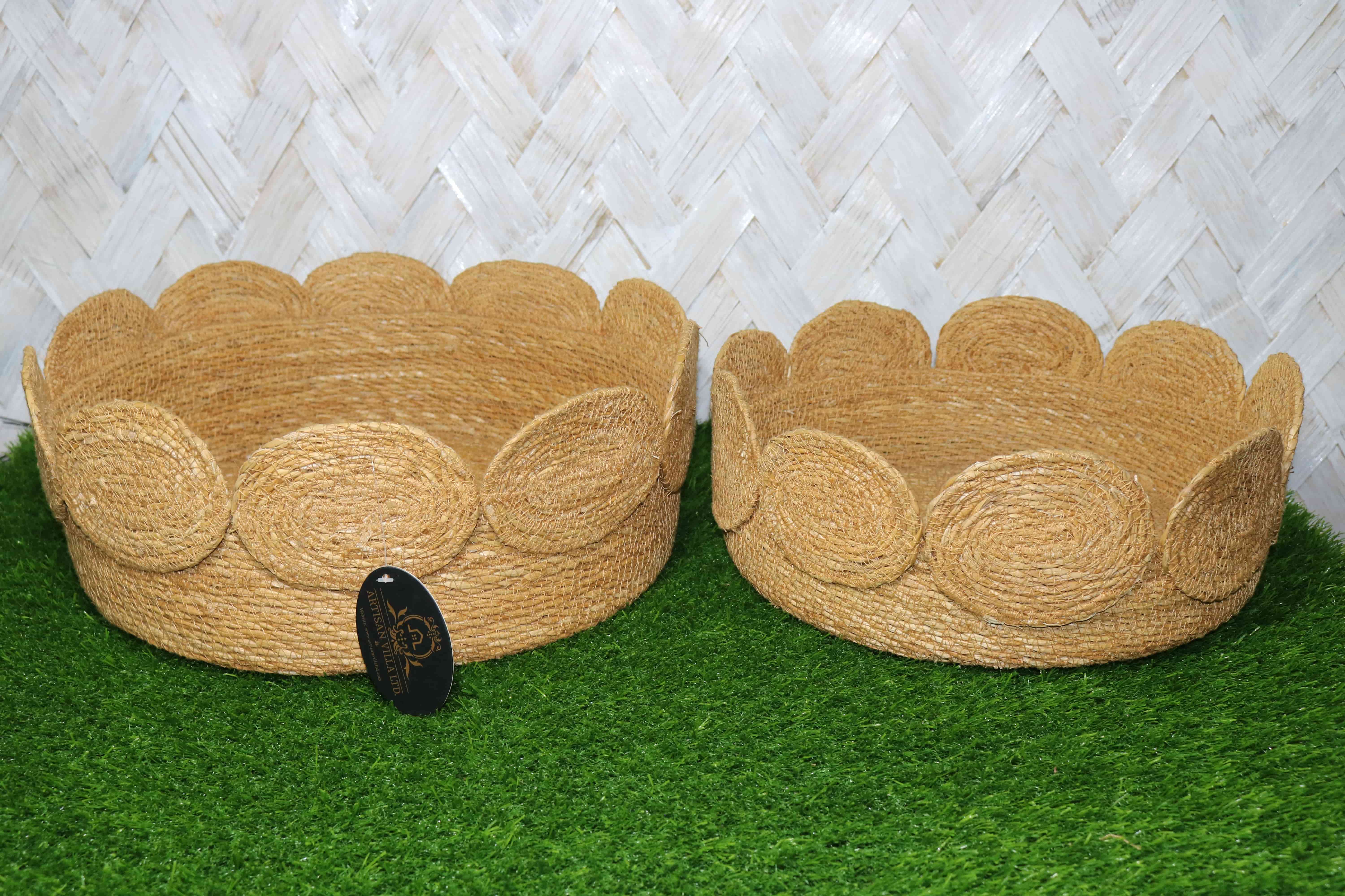 Seagrass Scalloped Basket Set of 2 Pc