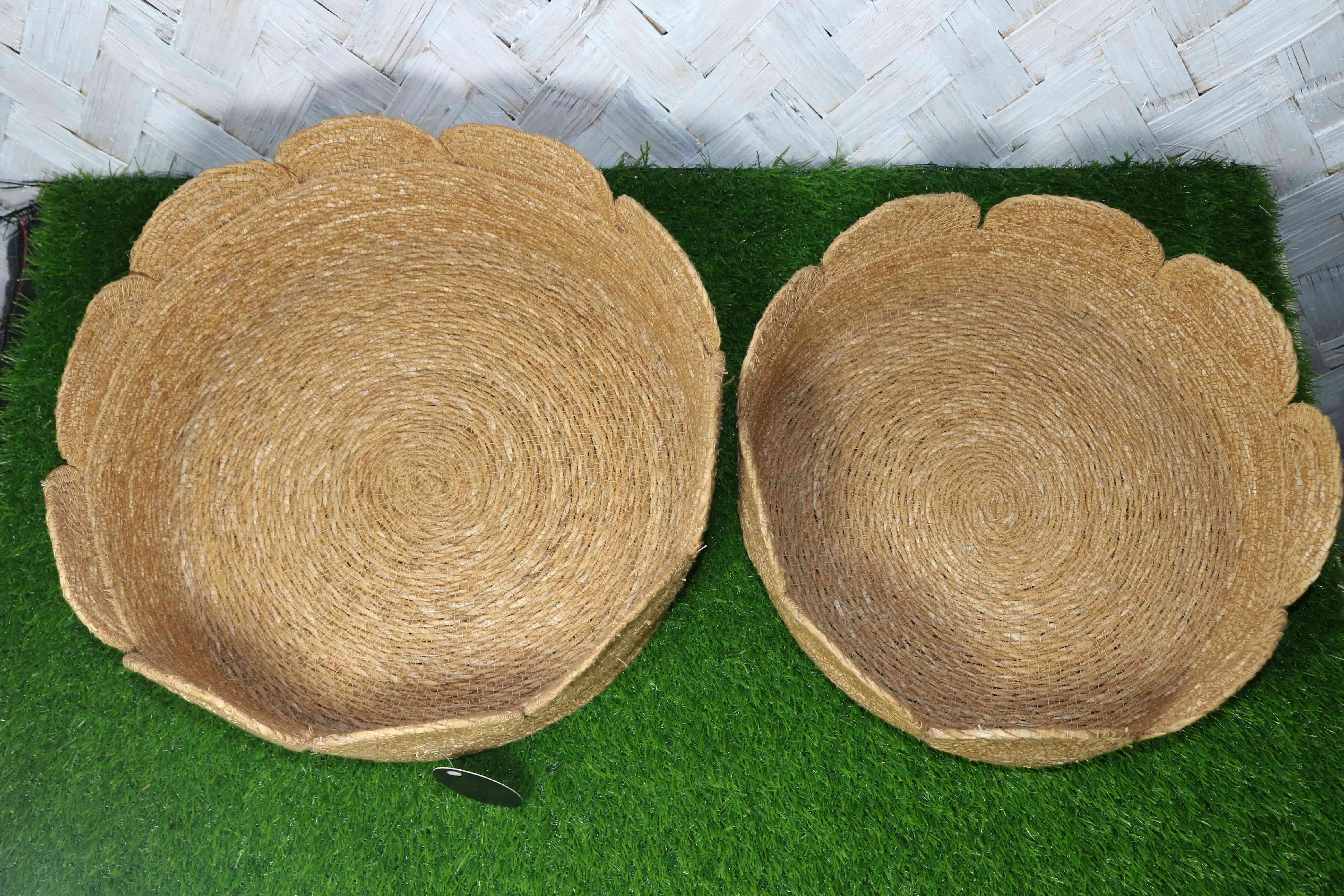 Seagrass Scalloped Basket Set of 2 Pc