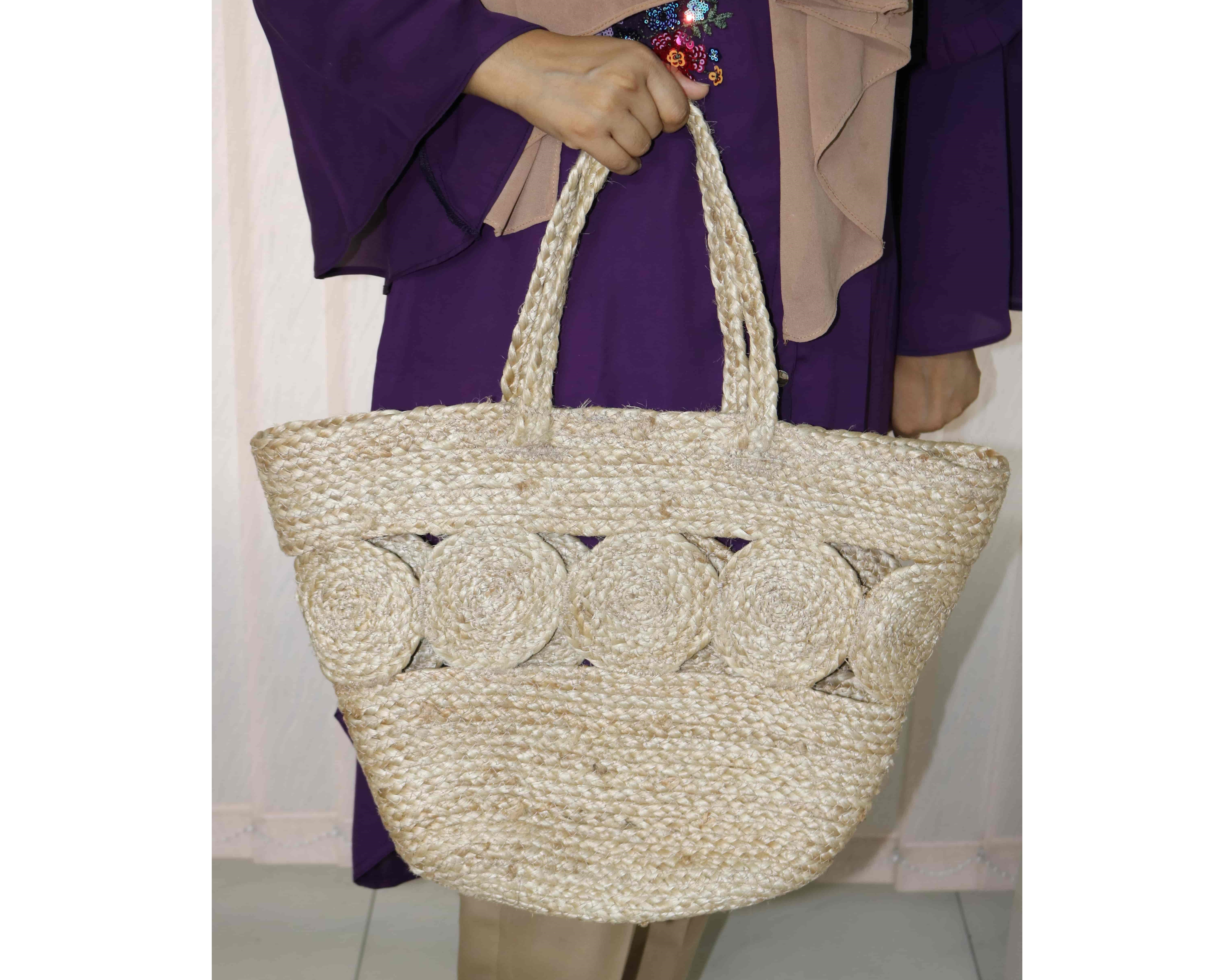 Jute middle Round Oval Bag