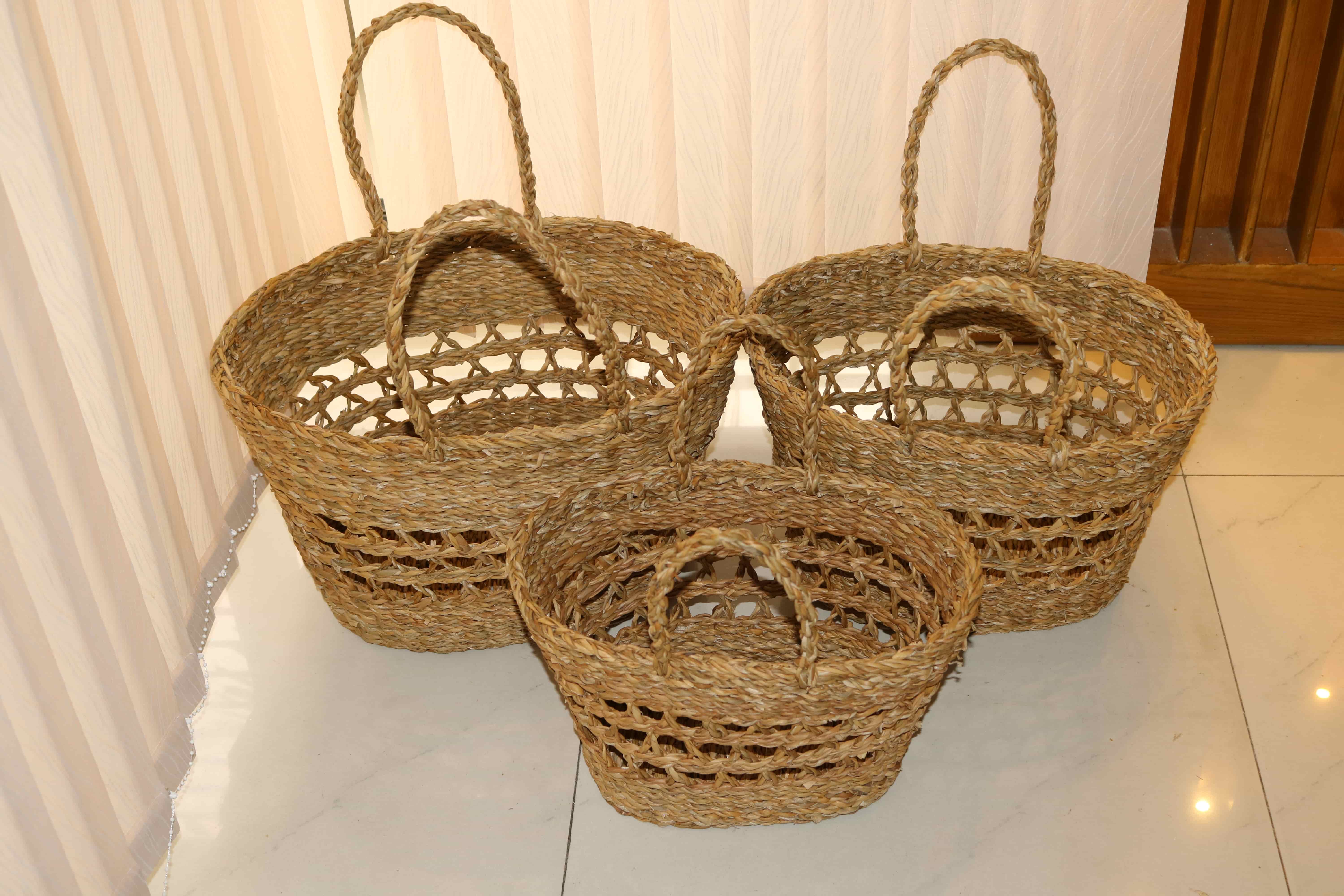 Seagrass Oval Net Bag  Set of 3 [100-1]