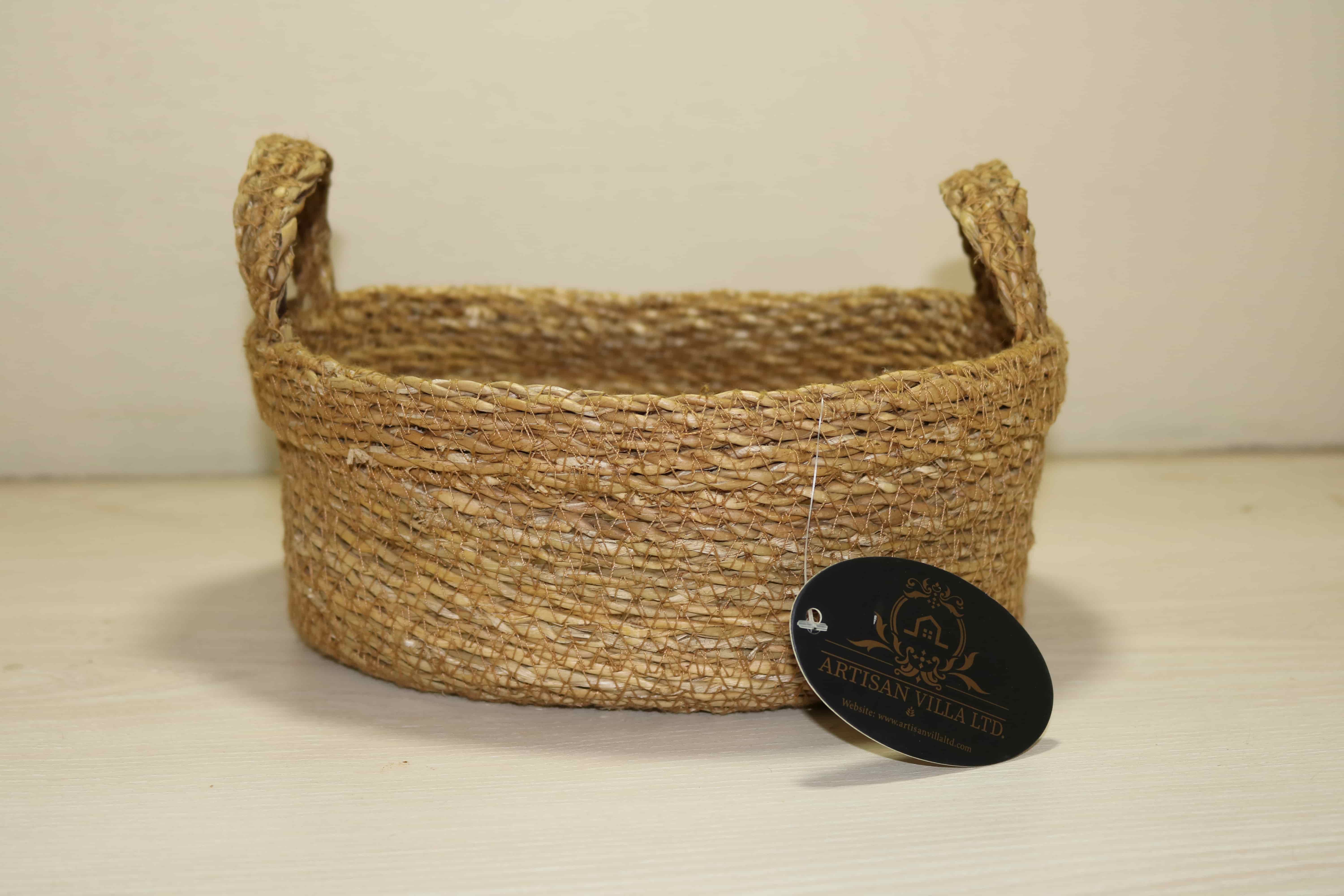 Seagrass Top Folding Oval Basket