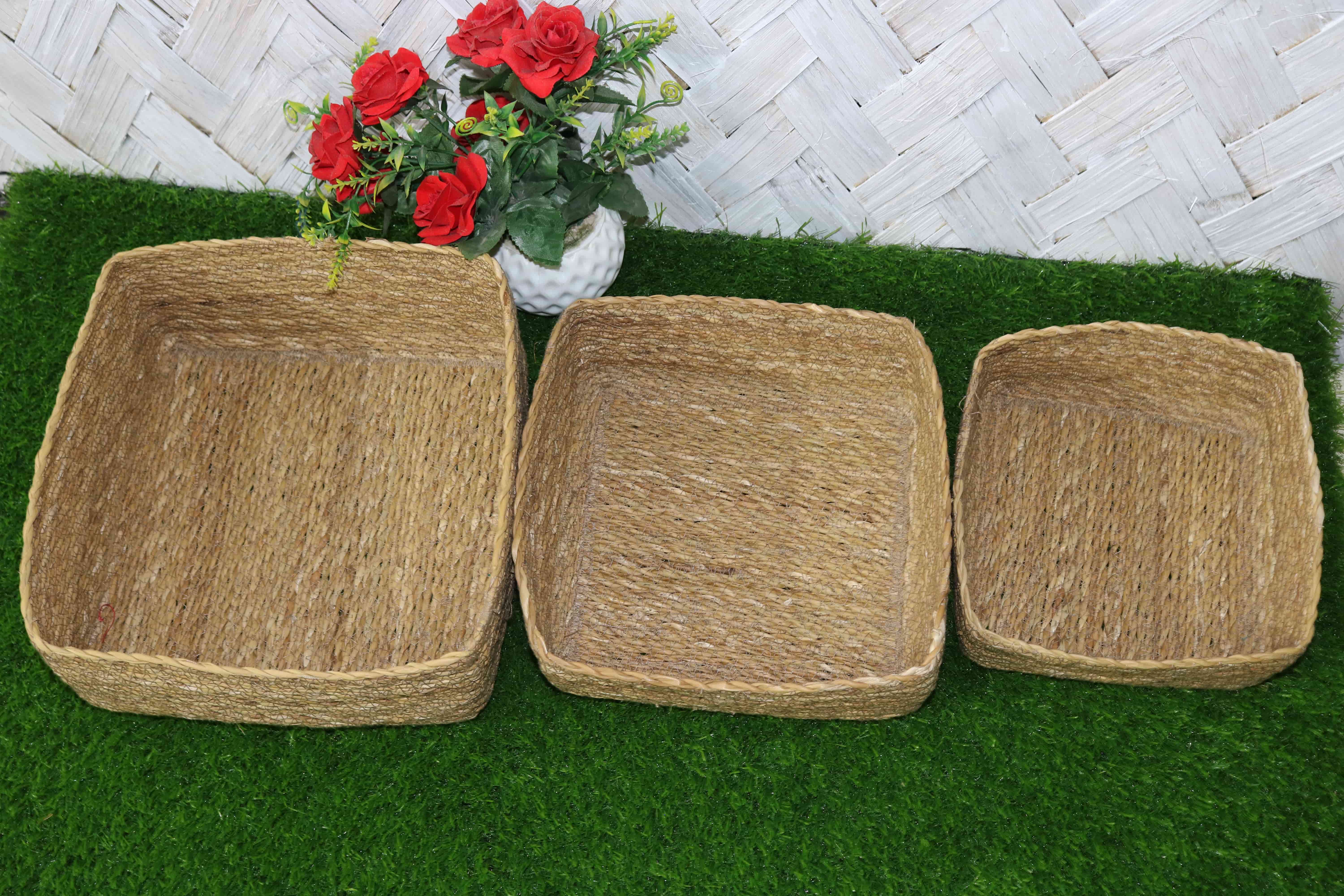 Seagrass Square Basket Set of 3