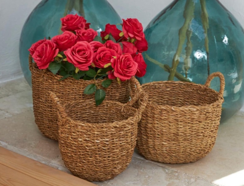 Seagrass U-Shape Storage Basket Set 3 Pcs