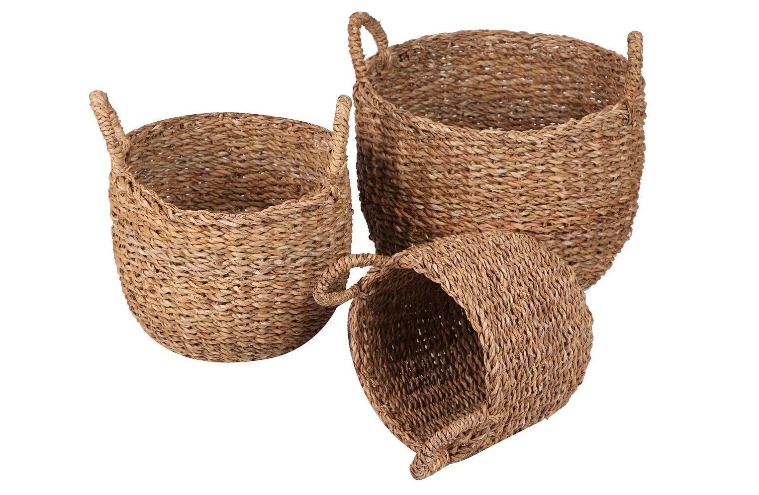 Seagrass U-Shape Storage Basket Set 3 Pcs