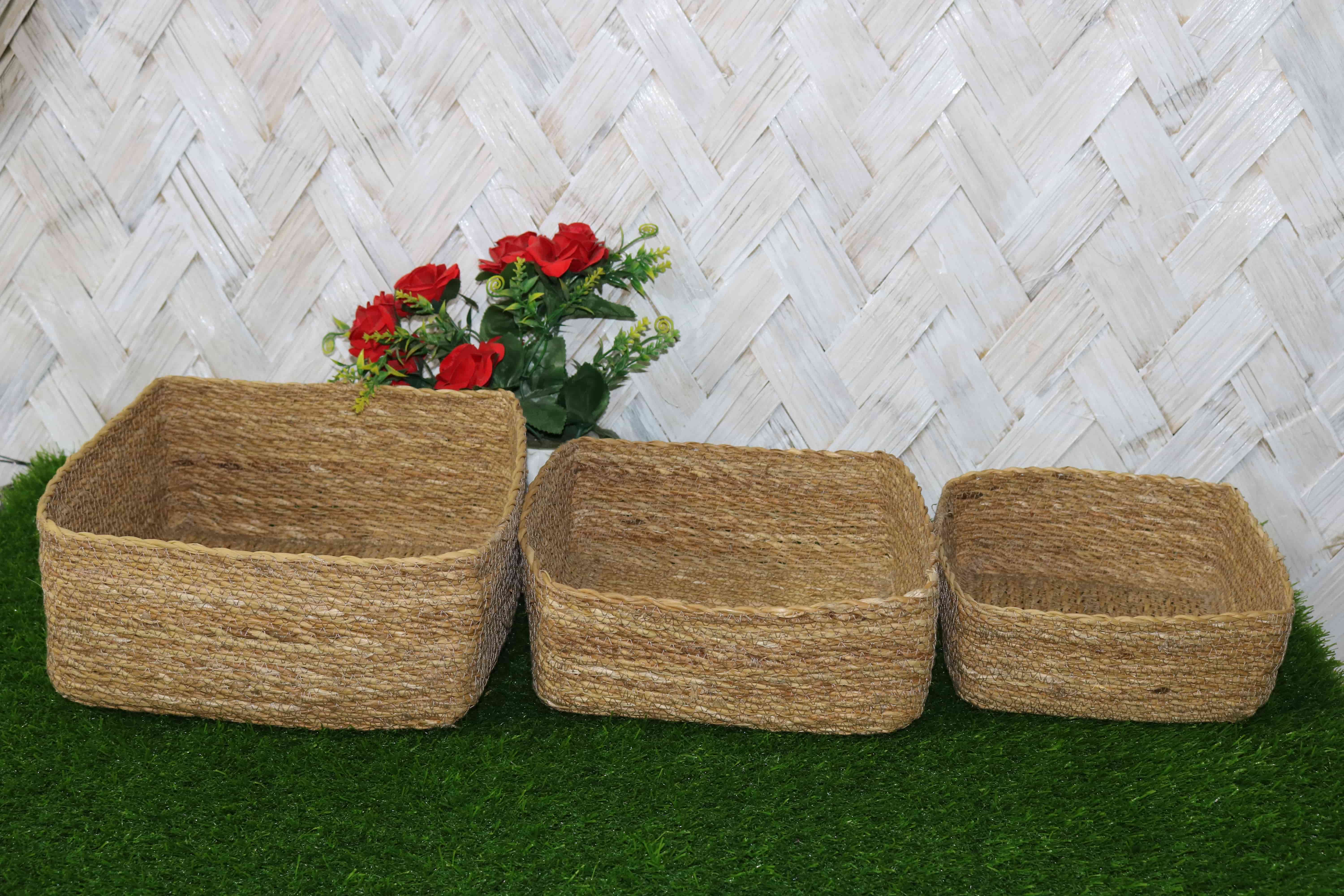 Seagrass Square Basket Set of 3