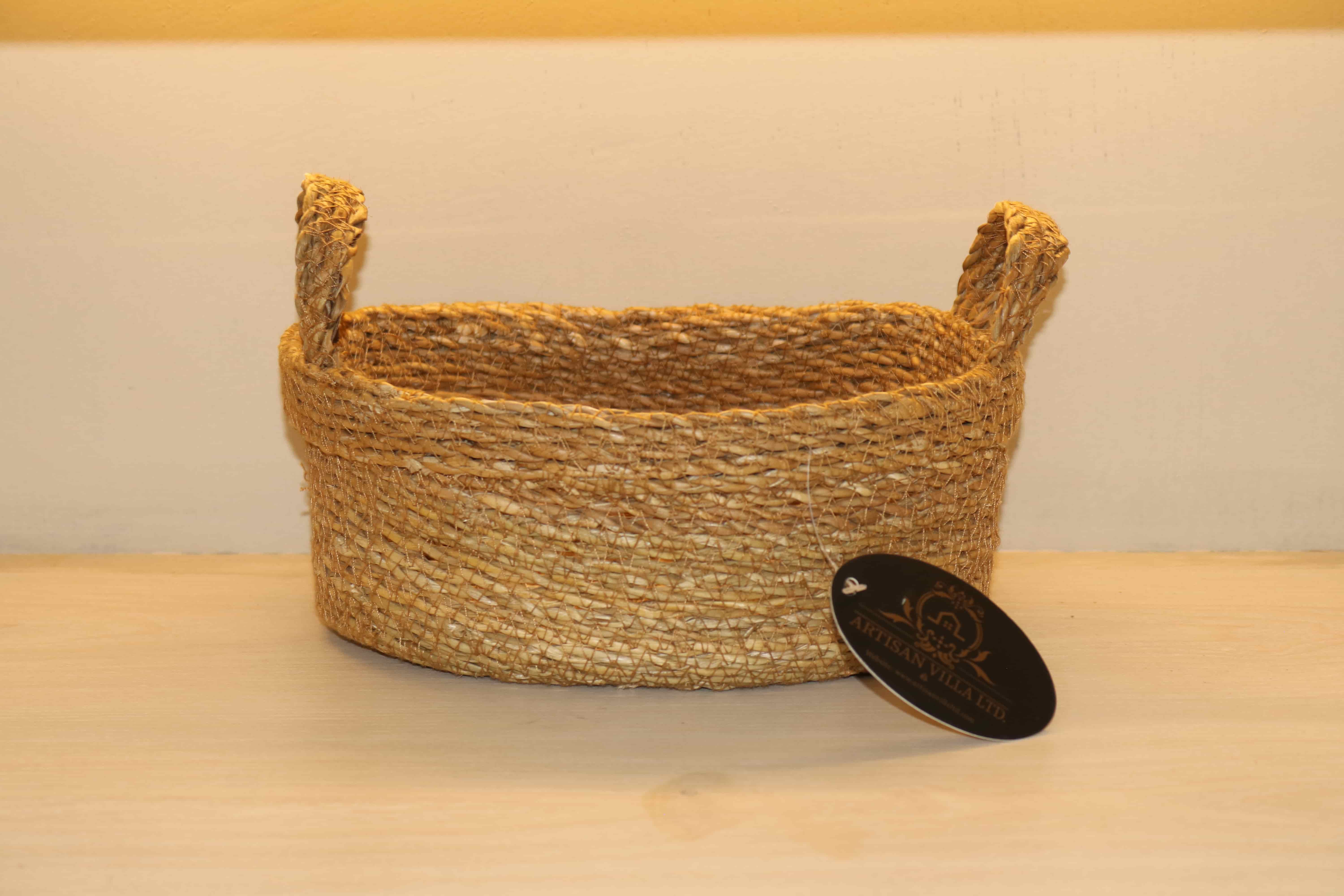 Seagrass Top Folding Oval Basket